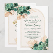 Boho groene bloemrijke Mexicaanse Quinceañera uitn Kaart (Voorkant / Achterkant)