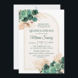 Boho groene bloemrijke Mexicaanse Quinceañera uitn Kaart<br><div class="desc">Boho groene bloemrijke Mexicaanse Quinceañera uitnodiging</div>