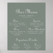 Boho groene bruiloftsbarmenu  poster (Voorkant)