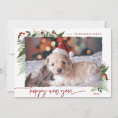 Boho Groene Burgundy Beige 2022 Nieuw Jaar Feestdagenkaart (Voorkant)