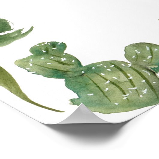 Boho groene cactus geslacht neutrale welkomstdouch poster (Hoek)