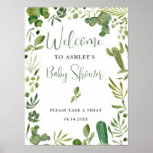 Boho groene cactus geslacht neutrale welkomstdouch poster (Voorkant)