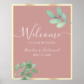 Boho Groene Dingy Roze Trouw Welkom Poster (Voorkant)
