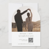 Boho groene en witte foto QR-code boog bruiloft Kaart (Achterkant)
