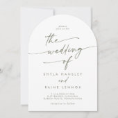 Boho groene en witte foto QR-code boog bruiloft Kaart (Voorkant)
