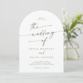 Boho groene en witte foto QR-code boog bruiloft Kaart (Staand voorkant)