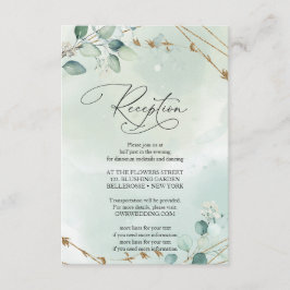 Boho groene Eucalyptus bladeren Nep gouden lijst Informatiekaartje