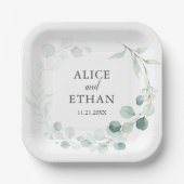 Boho Groene Eucalyptus Bruiloft Papieren Bordje (Voorkant)