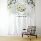 Boho groene eucalyptus genderneutraal teddybeer wandkleed (In situ)