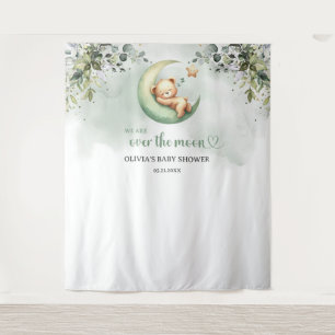Boho groene eucalyptus genderneutraal teddybeer wandkleed