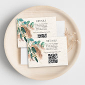 Boho Groene Eucalyptus Pampas Gras QR Code Bruilof Informatiekaartje