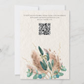 Boho Groene Eucalyptus Pampas Gras QR Code Bruilof Kaart (Achterkant)