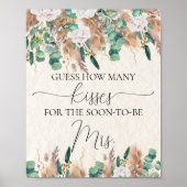 Boho Groene Eucalyptus Pampas Guess Kisses spel Poster (Voorkant)