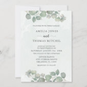 Boho groene Eucalyptus Waterverf Bruiloft Kaart (Voorkant)