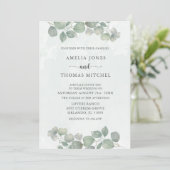 Boho groene Eucalyptus Waterverf Bruiloft Kaart (Staand voorkant)
