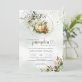 Boho groene eucalyptusval laat weinig pompoen acht kaart (Staand voorkant)