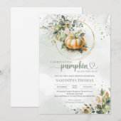 Boho groene eucalyptusval laat weinig pompoen acht kaart (Voorkant / Achterkant)