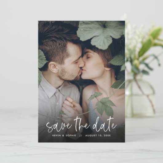Boho Groene Foto Bewaar de Datum Save The Date (Staand voorkant)