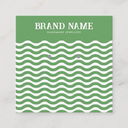 Boho  groene golf Oorbellen Display Kaart Vierkante Visitekaartje (Voorkant)