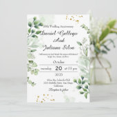 Boho Groene Huwelijksjubileum Uitnodigingen (Staand voorkant)