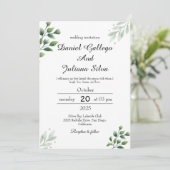 Boho Groene Huwelijksuitnodiging Kaart (Staand voorkant)