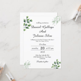 Boho Groene Huwelijksuitnodiging Kaart