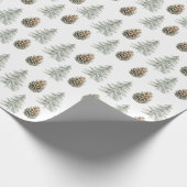 Boho Groene Kerstbomen Pine Cones Cadeaupapier (Hoek)