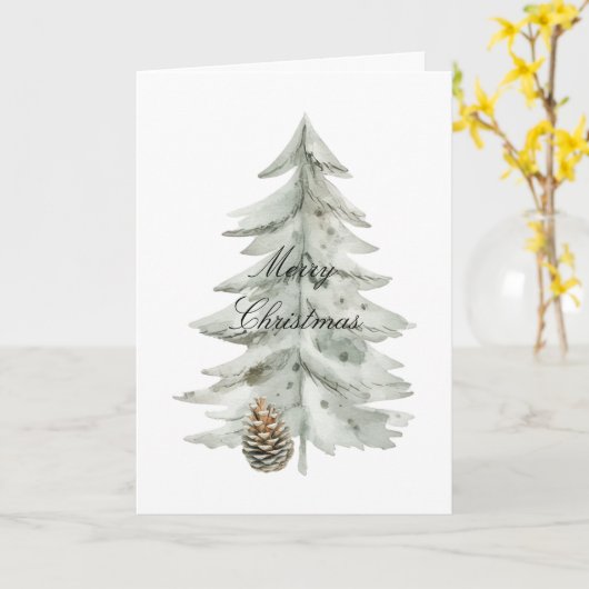 Boho Groene Kerstbomen Pine Cones Kaart (Gele Bloem)