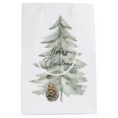 Boho Groene Kerstbomen Pine Cones Medium Cadeauzakje (Voorkant)