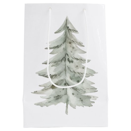 Boho Groene Kerstbomen Pine Cones Medium Cadeauzakje (Achterkant)