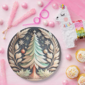 Boho groene kerstboom illustratie papieren bordje (Feest)