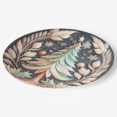 Boho groene kerstboom illustratie papieren bordje (Gekanteld)