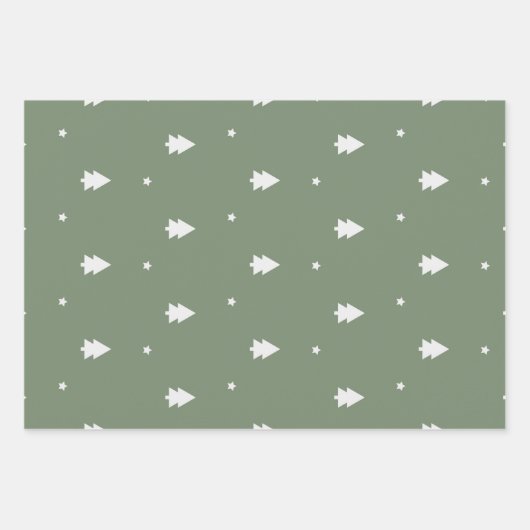 Boho groene kerstboom set van 3 inpakpapier vel (Voorkant)