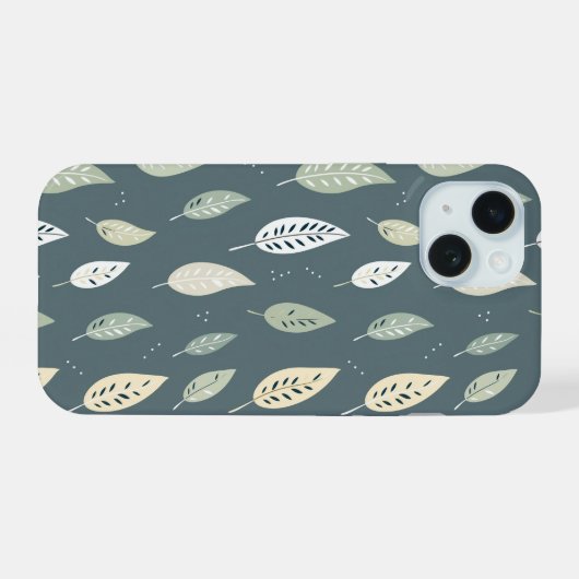 Boho groene kleur bladeren naadloos patroon iPhone 15 case (Achterkant horizontaal)