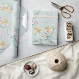 Boho Groene Munt Waterverf Eucalyptus Floral Cadeaupapier