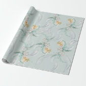 Boho Groene Munt Waterverf Eucalyptus Floral Cadeaupapier (Uitgerold)