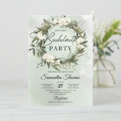 Boho groene olijf met witte rozen bachelorette kaart (Staand voorkant)