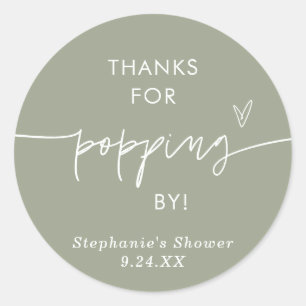 Boho groene popcorn favorieten, bedankt voor het l ronde sticker