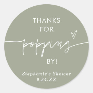 Boho groene popcorn favorieten, bedankt voor het l ronde sticker