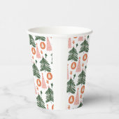 Boho groene roze oranje kerstbomen  papieren bekers (Rechts)