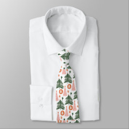 Boho groene roze oranje rustieke kerstbomen mannen stropdas