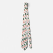 Boho groene roze oranje rustieke kerstbomen mannen stropdas (Voorkant)