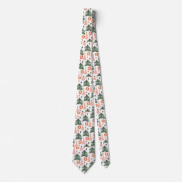Boho groene roze oranje rustieke kerstbomen mannen stropdas