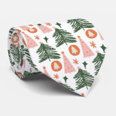 Boho groene roze oranje rustieke kerstbomen mannen stropdas (Opgerold)