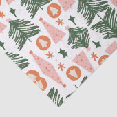 Boho groene roze oranje rustieke kerstbomen tissuepapier (Detail)
