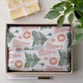 Boho groene roze oranje rustieke kerstbomen tissuepapier (Geschenk)