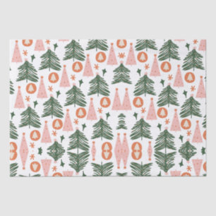 Boho groene roze oranje rustieke kerstbomen tissuepapier