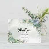 Boho groene sachtigen eucalyptus baby shower bedankkaart (Staand voorkant)