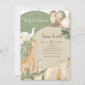 Boho Groene Safari Baby Shower Uitnodiging (Voorkant)