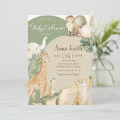 Boho Groene Safari Baby Shower Uitnodiging (Staand voorkant)